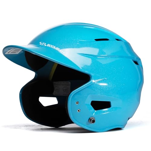 Boombah DEFCON Metallic Gloss Solid Batting Helmet Sleek Profile NOSCAE Columbia Blue - Size Junior 6 1/4" - 7"