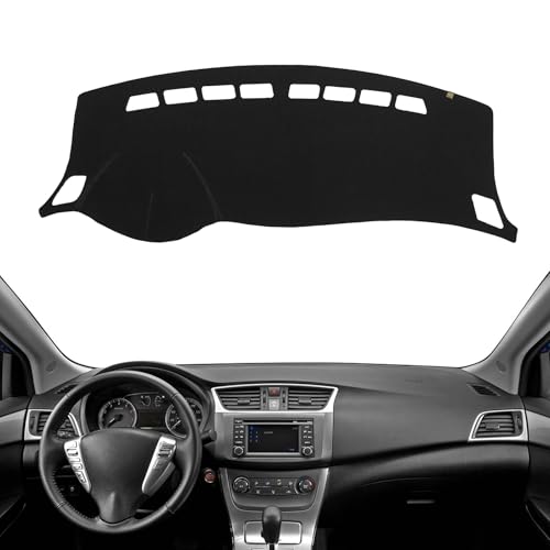 KEYOOG Dashboard Cover Dash Mat Fit for Ni-ssan Sentra 2019-2013 (Without HUD Models),Car Dash Board Mat Anti-Glare Carpet,Non-Slip Pad Sunshield Protector (Black)