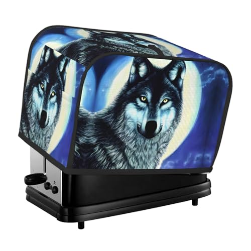 wolf under moon Printed Double-Sided Toaster Cover with Pocket - Dustproof, Oil-Resistant