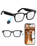 GLOSSIA Smart-Glasses with Camera and Audio, 8MP HD Camera Blue-Light Glasses for Men Women, 1080P Video Recording AI Glasses, Real Time Translation, Voice Assistant