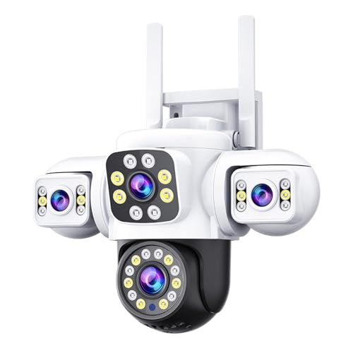 VBESTLIFE Triple Obiektyw Wi -Fi PTZ Security Camera, Trzy Soczewki Bezpieczeństwa na Zewnątrz, 1080p 360 ° Widok Bez Martwego Pola, Automatyczne śledzenie, 2 -Way (wtyczka UE)