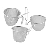 FIXOSHEE 3 Stück Teiliges Edelstahl Sieb mit Ergonomischem Filter Rostfreiem Küchensieb und Löffel Leichtes Nudel Abseihset mit Griff Praktisches Küchensieb für Pasta und Lebensmittel