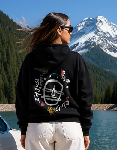 Image of JUNEBERRY Cotton Fleece Regular Fit Hooded Sweatshirt Lastest Back Graphic Printed Winter Hoodies for Women (Available in Colors: Black, SOYA Bean, Orange, Marshmellow, White & Lilac)