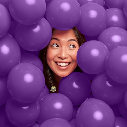 Image of AFTERLOON Biodegradable Natural Rubber Latex Mini Balloons 50 pcs Purple 5 Inch, Plastic-Free Alternative Matte Color Durable Thickened Extra Strong Helium Float, Garland Arch Wedding Decor