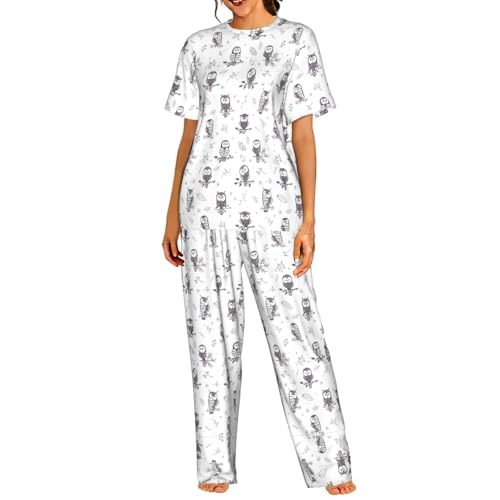 Pyjama court femme hibou contre la chaleur nocturne du S au 3XL