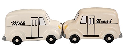 Salière et poivrière cadeaux originaux camions de lait et pain en céramique 9622