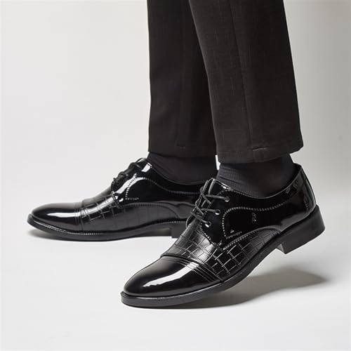 Dress Shoes for Men Men's Patent Leather Oxford Dress Shoes Lace-up Pointed Toe Business Formal Footwear2