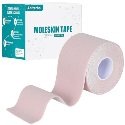 Aniterbo Moleskin for Blisters Adhesive Moleskin for Feet 2in x 16ft Moleskin Tape Roll for Hiking and Running Pink