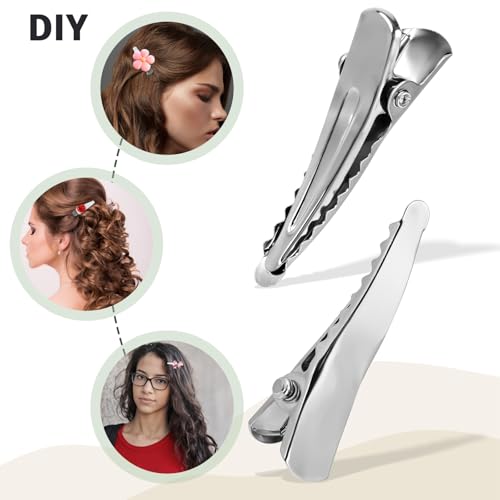 80 Pinzas de Cabello Aligator de Metal Plateado miniatura 3