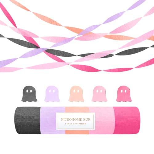 Image of NICROHOME EUR Pastel Pink Halloween Party Crepe Paper Streamers 5 Rolls