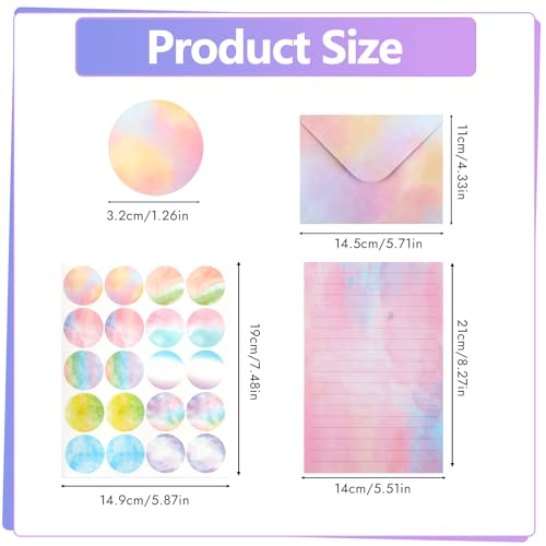 Aquarell Briefpapier mit Umschlag 160 Stück, 50 Stück Briefumschläge C6 mit 50 Liniert Briefpapier A5 & 60 Runde Sticker, Schönes Briefumschläge Set für Liebesbriefe, Geburtstag & Dankeskarten