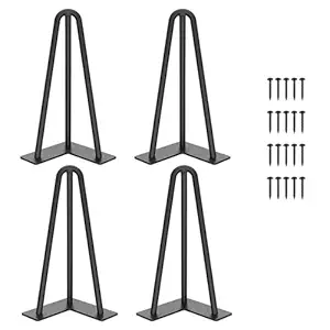 Redwud Metal Table Legs Center Table Legs 3 Rod Furniture Legs Hairpin (Set of 4) (8 inch)
