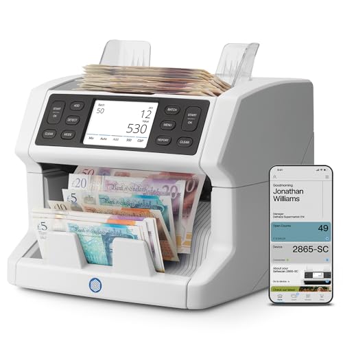 Image of Safescan 2865-SC Top-Loading Money Counting Machine that Rapidly Counts Mixed Notes - Cash Counting Machine with 9-Point Counterfeit Money Detector - Money Counter with Free Safescan app