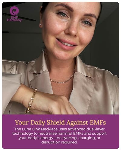 EMF Harmony Rolo Chain Necklace – 18K Gold Vermeil & Sterling Silver Minimalist Women’s Jewelry with Bioresonance for Presence & Clarity (Adjustable 16-18" 3mm Rolo Chain)3