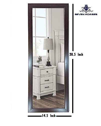 SEVEN HORSES Full Length Sunmica Finish Fiber Wood Wall Mirror (Brown, 15x39-inch)