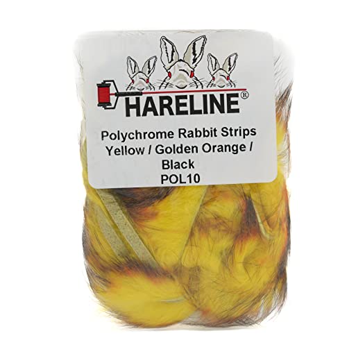 Hareline Fly Tying Polychrome Rabbit Strips - Multicolor Rabbit Fur for Streamers, Leeches & Baitfish Flies