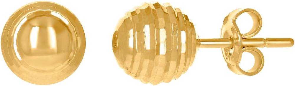 14k Yellow Gold Womens 8mm Ball Stud Earrings Ball Earring for Women