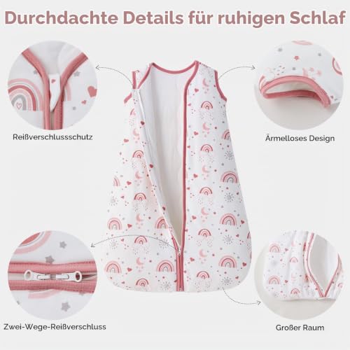 FIEMOL Baby Schlafsack 18-24 Monate 2,5 TOG, weicher Baumwoll-Schlafsack – Ansicht 3