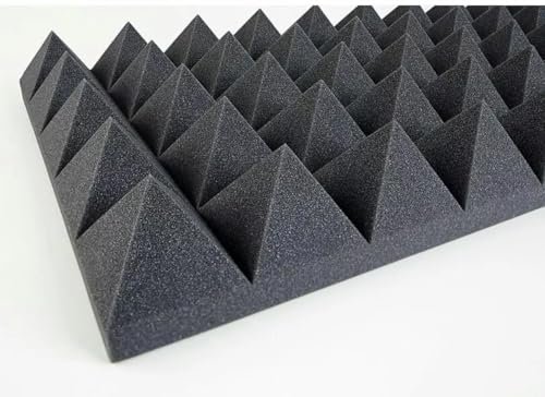 Pannello Fonoassorbente Piramidale, 10 cm di Spessore, Schiuma Acustica per Isolamento Audio