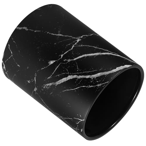 Petite poubelle ronde Cabilock effet marbre conteneur dechets salle de bain