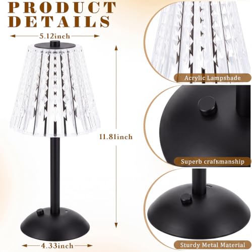 Image of Liliful 2 Pcs Cordless Table Lamp Rechargeable Touch LED Small Gold Portable Battery Operated USB-c Desk Lamp 3 Color Dimmable for Bedroom Living Room Dining (Black,Classic Style)