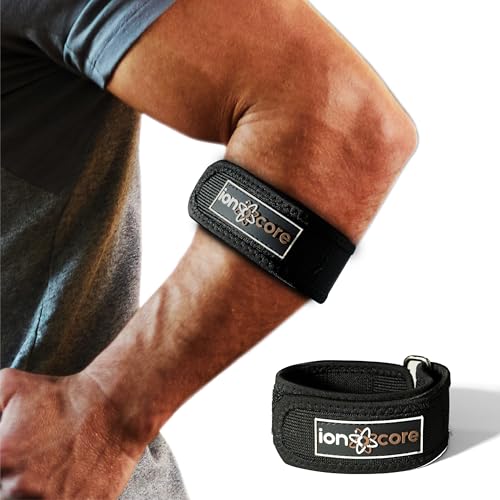 ionocore® fascia epicondilite gomito - Tutore gomito del golfista con cuscinetto a compressione mirata e chiusura completamente regolabile - Fascia di supporto per l’avambraccio