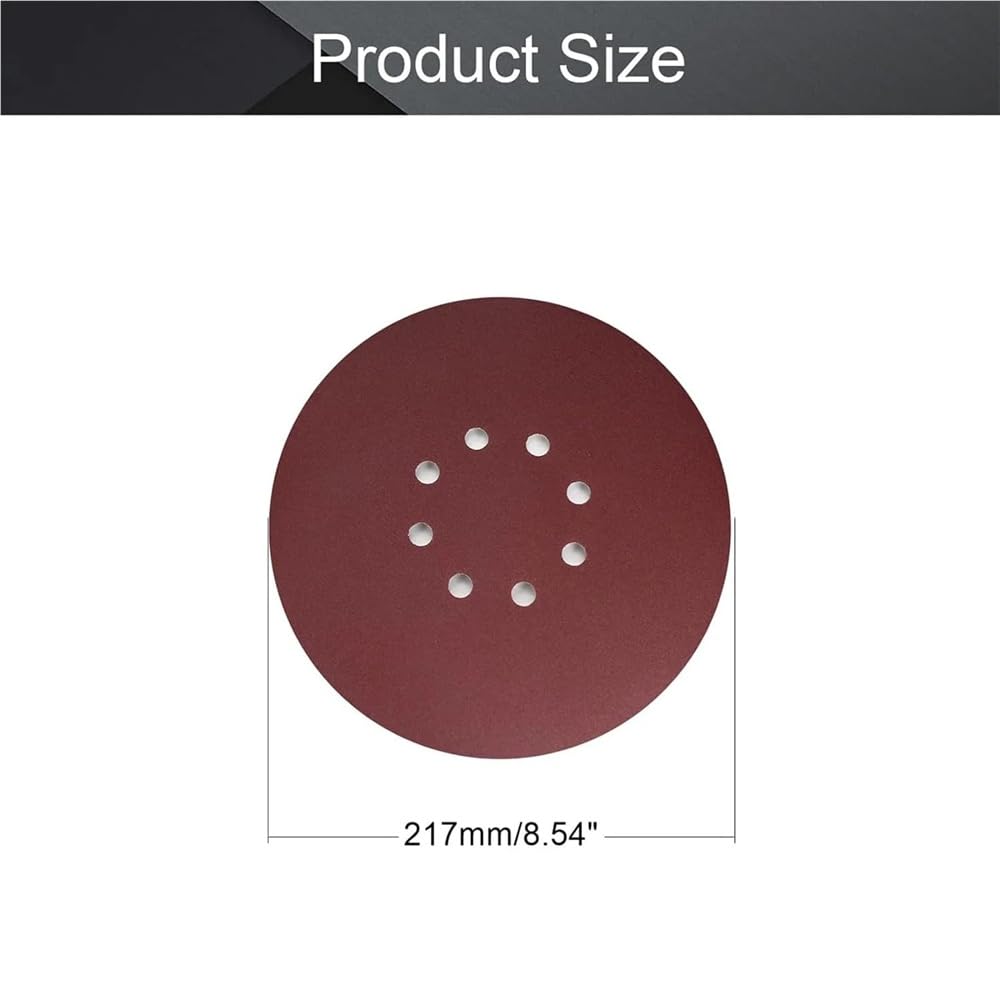Confezione da 10 dischi abrasivi for cartongesso da 9 pollici 225 mm con gancio e anello, 8 fori in ossido di alluminio(120)
