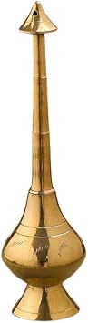 Hastha Kalalu Traditional Brass Rose Water Sprinkler 9.5 Inches - Ceremonial Sprinkling Vessel for Pooja & Blessings, Standard