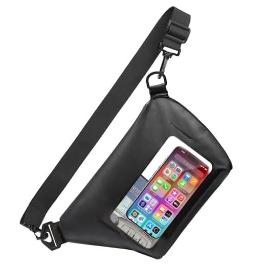 F-color Waterproof Bag for Kayaking - Waterproof Crossbody Dry Bag Keep Your Valuables Safe, Large Sling Bag with Clear Window for Phone Screen Touchable and Taking Photos, Black