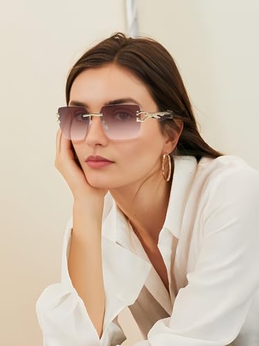 KENBO Rimless Rectangle Sunglasses for Men Women Shades Eyewear Frameless Y2K Glasses3