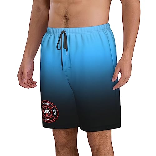 Distressed Firefighter Men's Board Shorts Beach Shorts Quick Dry Swim Shorts Swimsuit Trunks,Large White2
