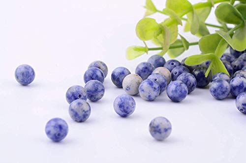 Natural Stone Beads 100pcs 10mm Blue White Sodalite Round Genuine Stone Beading Loose Gemstone Hole 1mm DIY Charm Smooth Beads for Bracelet Necklace Earrings Jewelry Making (Blue White Sodalite, 10mm) - Thumbnail 4