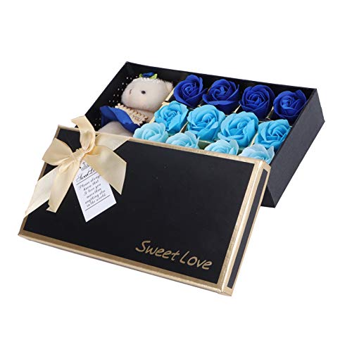 Flor artificial perfumada 12 peças caixa de presente de flor rosa ecologicamente correta, com boneca