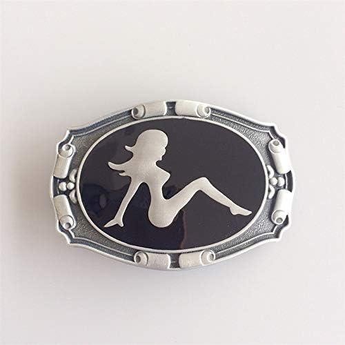 JEAN'S FRIEND Antique Silver Truck Mud Flap Girl Enamel Belt Buckle also Stock in US - Image 3