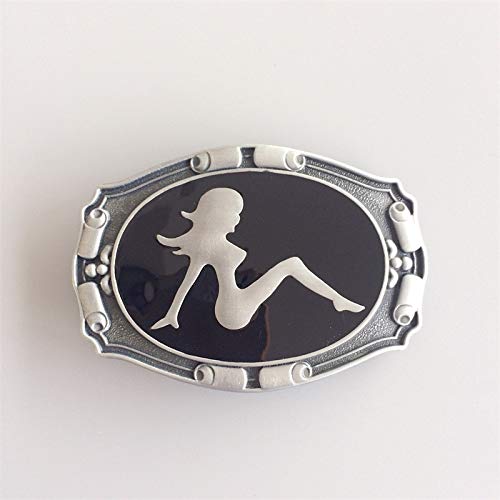 Jean's Friend Antique Silver Truck Mud Flap Girl Enamel Belt Buckle Also Stock In Us #TOP2