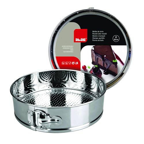 Ibili - Molde Desmontable Redondo 28 X 28 X 6,5 Cms, Acero Inoxidable 18