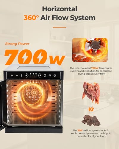 Image of Food Dehydrator Machine 700W Upgrated Drying with 8 Trays, 212F & 24H Timer, Visual Window, Food Dryer with Dual-Layer Stainless Steel for Home, Fruit, Jerky, Vegetable, Meat, Beef, Dog Treats, Herb
