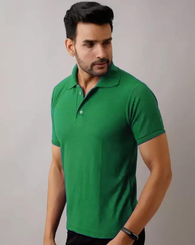 Image of INKKR Men's Polo Neck Half Sleeve Solid T-Shirts
