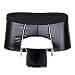 YiZYiF Men's Wetlook Leather Underwear Double Zipper Pouch Trunks Boxer Briefs Black Large(Waistline 33.0-41.0"/83-104cm)