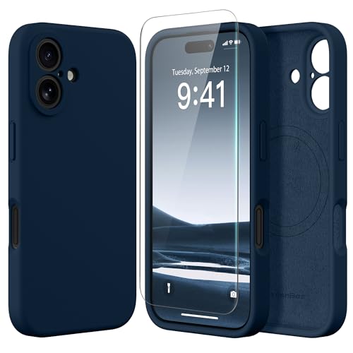 Image of Magnetic for iPhone 16 Plus Case, Compatible with MagSafe, [Full Camera Protection][Screen Protector] Silicone Shockproof Protective Phone Case for iPhone 16 Plus 6.7 inch, Cobalt Blue