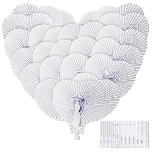 ZOOI Fächer Hochzeit 36 Pack Handfächer Hochzeitsdeko Fächer Weiß Handfächer Papierfächer Hochzeit Deko, Faltfächer Fecher Damen Hochzeit Gäste für Party, Wedding, Fotografie, Wand Dekoration