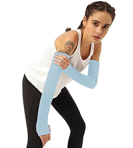 Image of Freecultr Women Breathable Bamboo Cotton Antibacterial Arm Sleeves with Built-in Gloves | Soft, Sweat-Wicking & Skin-Friendly