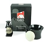 G.B.S Stylish Grooming Shaving Set- For Wet Shaving Boxed-Ceramic Black Shaving Soap Bowl/Mug with Knob Handle, Badger Hair Brush + Stand and Natural Shave Soap– Set for Men