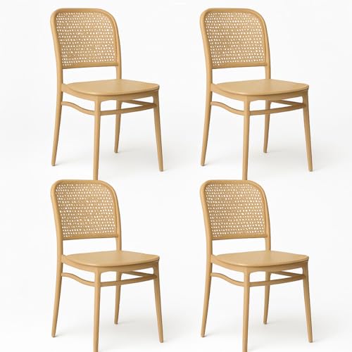La Mejor Recopilación de Sillas de comedor de jardín los mejores 5. 42 DECOFORM Set de 4 Sillas Modernas | Estilo Ratan | Sillas de Plastico Resistentes | Ideal para Comedor Restaurante Terraza Jardin Bar A2777 | Soporta 120kg
