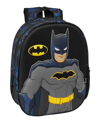 BATMAN - Mochila Escolar, con Diseño 3D, Ideal para Niños de Diferentes Edades, Cómoda y Versátil, Calidad y Resistencia, 27x10x33 cm