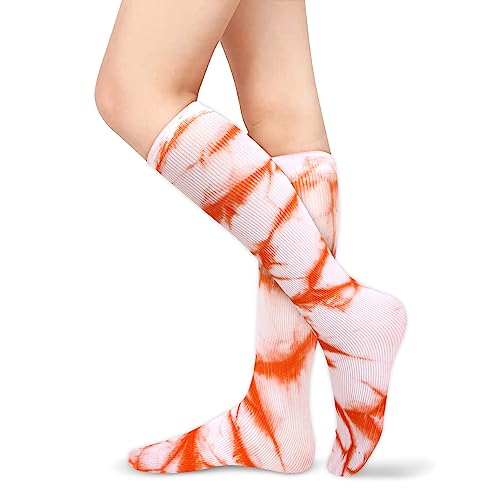 Image of Benefeet Sox Women Girls Thin Nylon Knee High Socks Long Tube Socks Unisex Soft Cozy High Calf Sock Tie Dye /Gradient