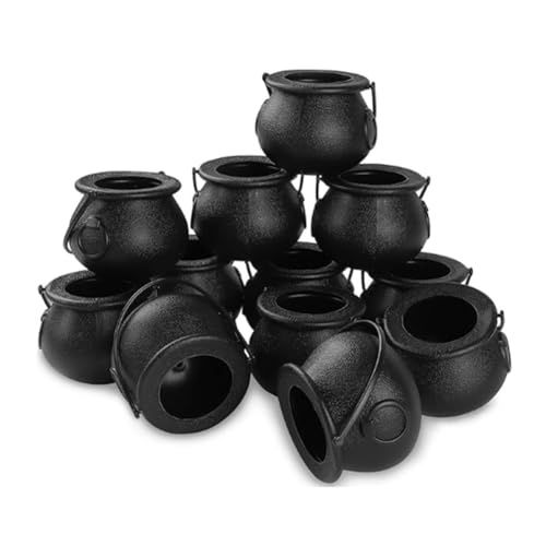 FYOBOT 12 Pièces Mini Chaudron Noir avec Poignée Mini Chaudron de Sorcière d'halloween Pot de Bonbons pour Halloween