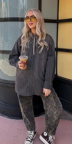 CHARTOU Women's Wide Leg Cropped Baggy Y2k Mid Rise Jeans - Boyfriend Harem Denim Pants