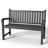 ROJIK Outdoor Bench Resin Patio Chairs Waterproof 2-Person Slatted Chairs with...
