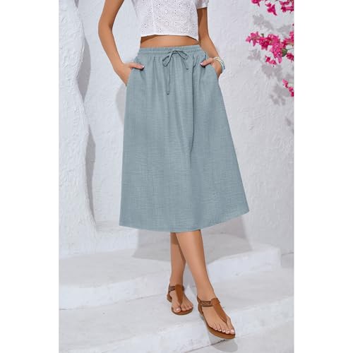Image of Witsmile Women's Summer Pleated High Waisted Casual Flowy Skirt Pockets